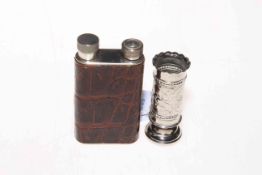 Dunhill lighter filler, small Dutch silver embossed box, two other boxes and spill (6).