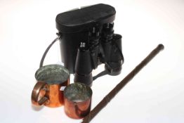 Late 19th Century walking cane, J. Pedrozo, Campinas, binoculars and copper measures (4).