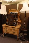Victorian walnut dressing table, twist column stick stand,