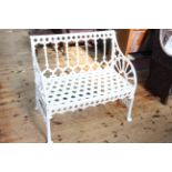 Coalbrookedale style cast garden bench, 82cm by 86cm.