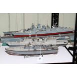 Model of aircraft carrier and five Naval war ships (6).