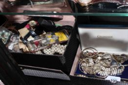 Box of jewellery and watches.