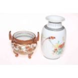 Chinese Republic vase and small Japanese pot pourri (2).