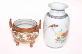 Chinese Republic vase and small Japanese pot pourri (2).