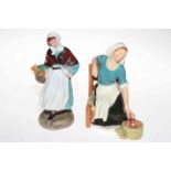 Two Royal Doulton figures 'Country Lass' and 'The Apple Maid'.