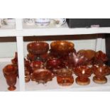Collection of orange Carnival Glass.