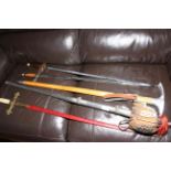 Two Wilkinson swords, dress sword with scabbard,