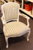 French style fauteuil in striped fabric.