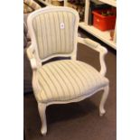 French style fauteuil in striped fabric.