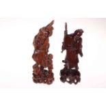 Two Chinese carved wood figures.