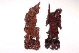 Two Chinese carved wood figures.