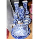 Copeland Spode Italian, Burslem Losol ware, blue and white pottery including tureen, vases, teapot,