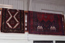 Persian design rug with a red ground, 2.90 by 1.53 and wool runner 2.90 by 0.84 (2).