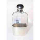 Silver mounted glass hip flask, London 1912.