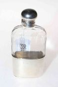 Silver mounted glass hip flask, London 1912.