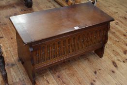 Neat oak blanket box, 42cm by 80cm.