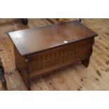 Neat oak blanket box, 42cm by 80cm.