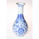 Chinese blue and white vase with six character mark to base, 22cm.