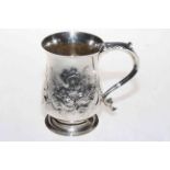 George III silver baluster sided mug, having Victorian later chased decoration.