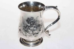 George III silver baluster sided mug, having Victorian later chased decoration.