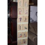 Set of twelve Oriental paintings of Geisha Girls, all in glazed frames,