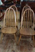 Set of Ercol Windsor Quaker back dining chairs.