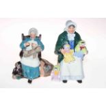 Two Royal Doulton figures 'Nanny' and 'The Rag Doll Seller'.