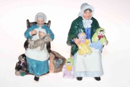 Two Royal Doulton figures 'Nanny' and 'The Rag Doll Seller'.