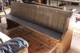 Victorian pitch pine church pew, 222.5cm long (single ended).