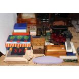Embroidered military silk postcards, WVS and SFP armbands, binoculars, pens, costume jewellery,