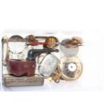 Small box of jewellery, 1837 silver Queen Victoria brooch, watch, collectables and silver vesta.