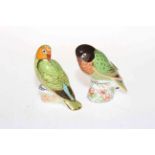 Pair of Royal Crown Derby Love Birds, boxed with certificates.