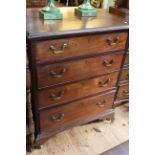 Georgian mahogany chest of four long drawers on bracket feet, 79.5cm by 65cm.