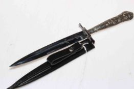 Silver handled 'dagger' letter knife.