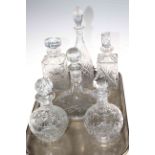 Six crystal decanters and stoppers.