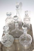 Six crystal decanters and stoppers.