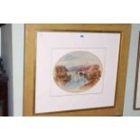 W.F. Shaw, Knaresboro, oval watercolour, signed and titled lower right, in glazed gilt frame.