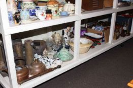 Collection of die-cast toy cars, mantel clocks, sewing machine, books, LP records, stoneware,