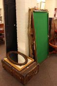 Vintage Joe Davis table top snooker table and accessories, vintage trunk,