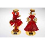 Pair of Murano glass figures of dancers, signed Toffolo.