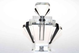 Black and clear glass Art Deco style scent bottle, 23cm high.