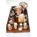 Collection of five small and three large Royal Doulton character jugs and four others (12).