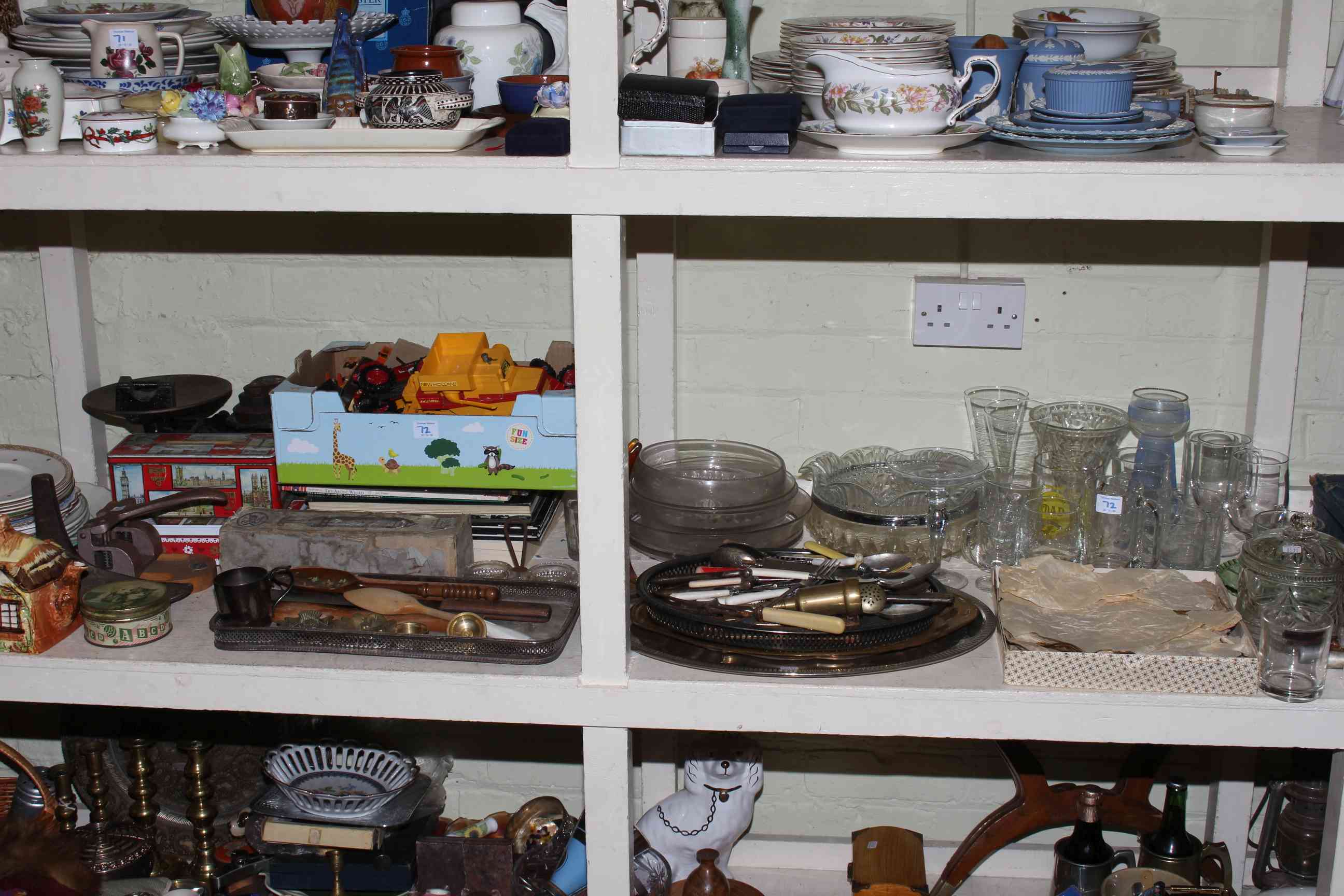 Assorted china, kitchen scales and weights, toys, glassware, metalware, etc. - Image 3 of 3