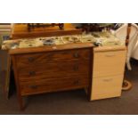 Edwardian three drawer chest and light wood finish two drawer filing cabinet (2).