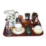 Beswick shire horse and St. Bernard dog, two Victorian glass dumps, figure, jug, Wedgwood vase, etc.