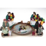 Royal Doulton figures, Balloon Seller x 2, Balloon Man and Fortune Teller,