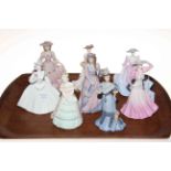 Collection of eight Coalport ladies.