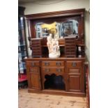 Late 19th Century walnut mirror back sideboard, 206cm by 152cm.