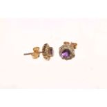 Pair of 18 carat gold amy and diamond cluster earrings in petal design.