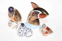 Collection of four Royal Crown Derby paperweights, including Tropical Fish.